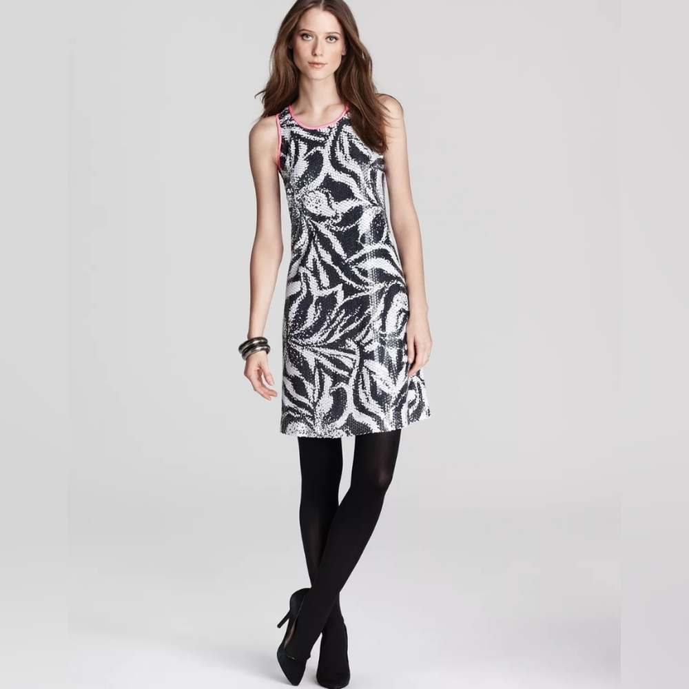 🆕️🏷 Lilly Pulitzer Courtin Black/White Sequin Embellished Shift dress - 2.